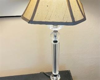 $90 
Pair of glass lamps 27T to finial&nbsp;