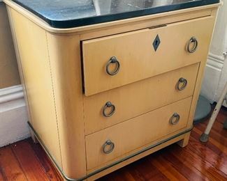 $550 
Vintage Mid century National Mount Airy Pair of chests black  marble top 25Wx18Dx26H