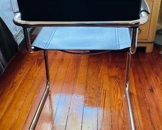 $175 
Single Modern chrome chair with black leather&nbsp;