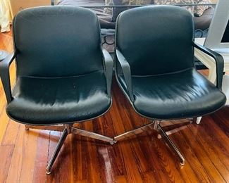 $400 
Vintage Steelcase Charles Pollock For Knoll CAL 451-322 set of  two chairs black & chrome