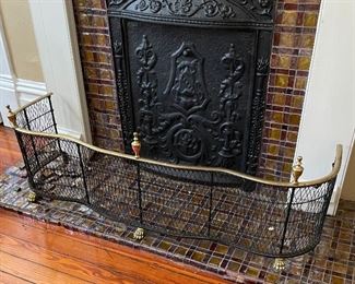 $125 
Fireplace guard brass and black