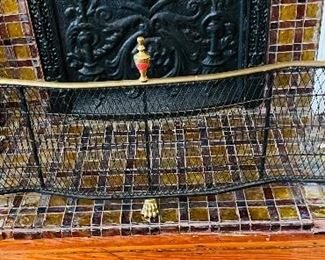 $125 
Fireplace guard brass and black