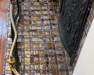 $125 
Fireplace guard brass and black