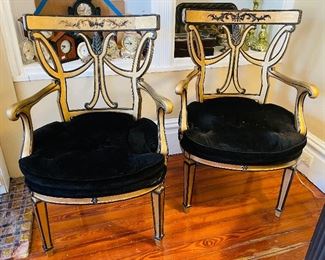 $400 
Pair of gold and black armchairs 