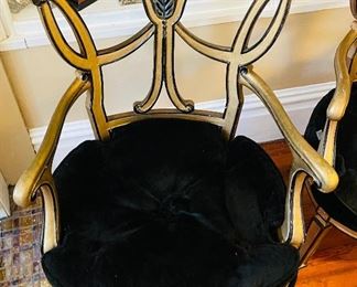 $400 
Pair of gold and black armchairs 