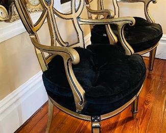 $400 
Pair of gold and black armchairs 