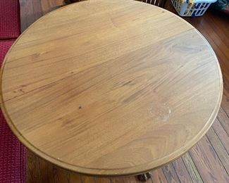 $299 
Round gueridon with claw foot 40x29 - one foot has misc veneer