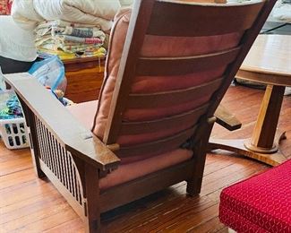 $1,000 
Stickley signed reclining armchair - leather stained&nbsp;