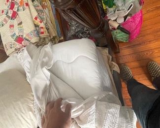 $575 
King size Mahogany four poster bed with mattress&nbsp;
