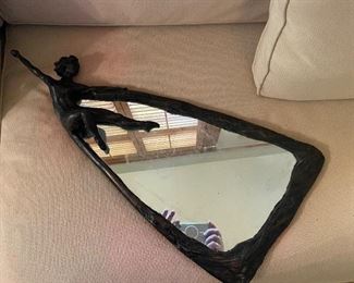 $350 
Mirror handcrafted signed L.Estano with female figure 12Wx18T
