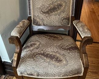 Eastlake upholstered walnut armchair c. 1880s 