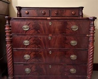 Empire 6 drawer flame mahogany veneered dresser