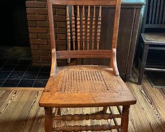 Victorian maple side chair with caned seat
