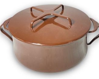 MId Century Modern Dansk Kobenstyle Brown Enameled 2 Qt Covered Casserole Dutch Oven