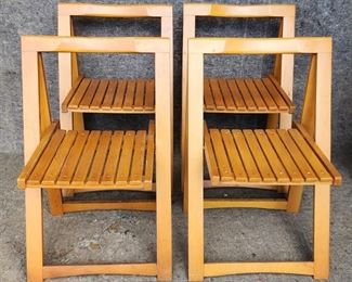 Mid Century Modern Folding Slat Chairs made in Romania