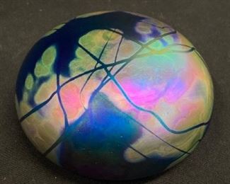 Gary Levay Signed Handblown Iridescent Art Glass Paperweight