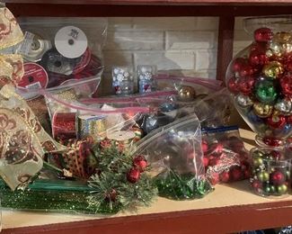 Lots of ribbon, greenery,pics and ornaments!