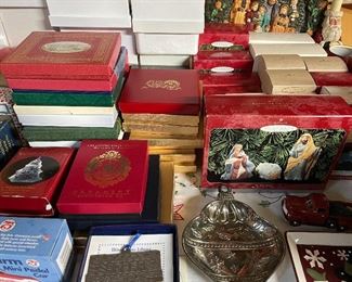 Many boxed ornaments including Keepsake and White House