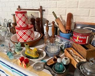 Table full of vintage stuff