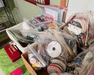 Tons of ribbon and thread