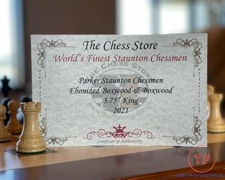 Cherry 28" Osisa Table Chess Table with Parker Staunton Boxwood Chess Pieces
