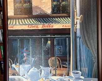 Signed Limited Edition Framed Giclee "Chez Bella" by VICTOR OSTROVSKY