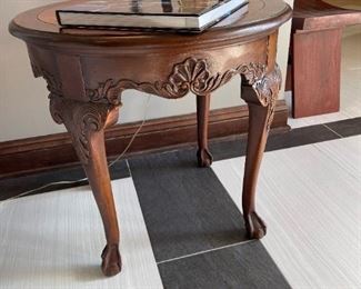 Ball and Claw Foot Round Wood Side Table