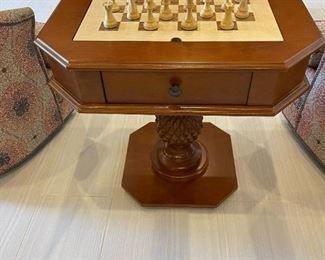 Cherry 28" Osisa Table Chess Table with Parker Staunton Boxwood Chess Pieces