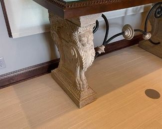 Console Table with Cast Stone Lion Base(s)