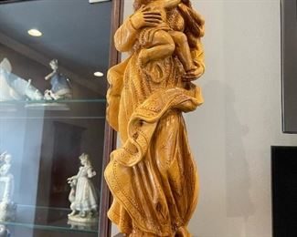 Olive Wood Virgin Mary Holding Baby Jesus Hand Carved Statue