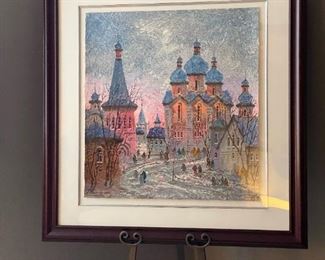 Signed Limited Edition Framed Lithograph "Russia Red Sunset" by ANATOLE KRASNYANSKY
