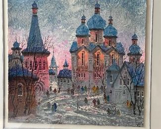 Signed Limited Edition Framed Lithograph "Russia Red Sunset" by ANATOLE KRASNYANSKY