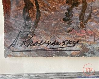 Signed Limited Edition Framed Lithograph "Russia Red Sunset" by ANATOLE KRASNYANSKY