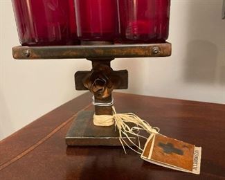 JAN BARBOGLIO Metal Cross Candle Holder / Stand