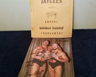 1963 program and wrestling signed picture 