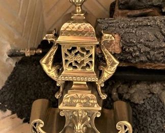 Exceptional antique brass andirons