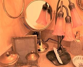 Lamp, mirror, frames, etc.