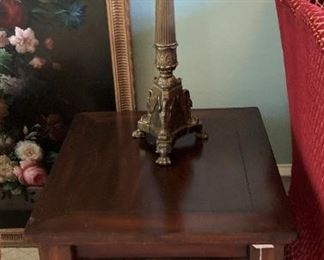 One of two side tables and lamps