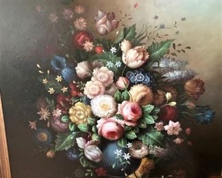 Extra large framed floral art