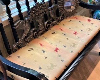 Darling  black bench; custom upholstered cushion