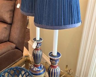 Matching lamps in blue & rust
