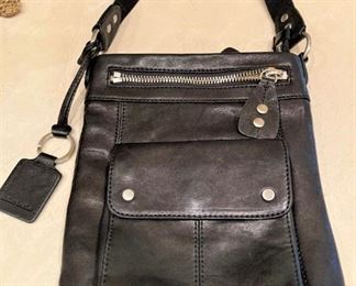 Soft black leather handbag