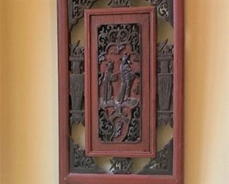 Asian carved wall panel