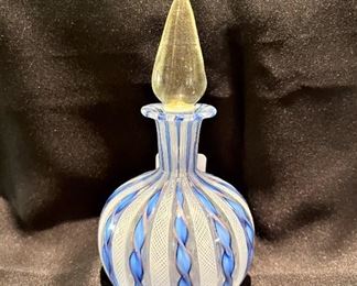 Nailsea twisted glass flask and stopper