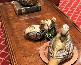 Brass and porcelain ducks