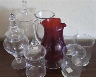 Vintage Anchor Hocking Ruby Red Pitcher Glass Decor