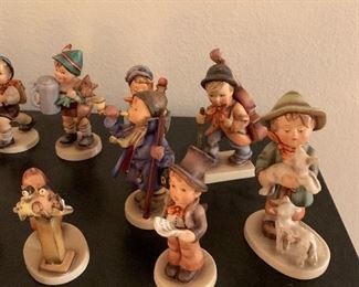 Hummels- Little Fiddler, Chimney sweep, Meditation, MiH Bookend-Bookworm boy & girl, Hear ye Hear Ye, Little hiker, Skier, Shephard's boy, Farm boy, School boy & girl, For Father, little cellist, Doctor, Baker, Street singer, Stargazer, Mother's little helper, Boots, Bird Duet, Little sweeper, Sweet Music