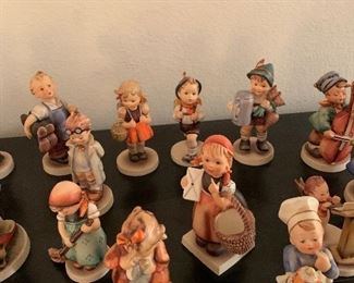 Hummels- Little Fiddler, Chimney sweep, Meditation, MiH Bookend-Bookworm boy & girl, Hear ye Hear Ye, Little hiker, Skier, Shephard's boy, Farm boy, School boy & girl, For Father, little cellist, Doctor, Baker, Street singer, Stargazer, Mother's little helper, Boots, Bird Duet, Little sweeper, Sweet Music