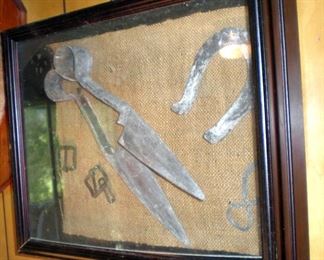 Vintage tools in shadow box