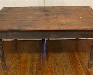 Amazing antique farmhouse table. Yes, it has lots of character!